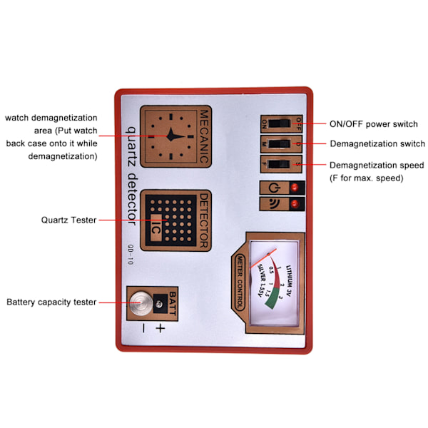 Avmagnetiseringsur för klockor, tidmätare, avmagnetisering/batterimätning/puls/kvarts testmaskin