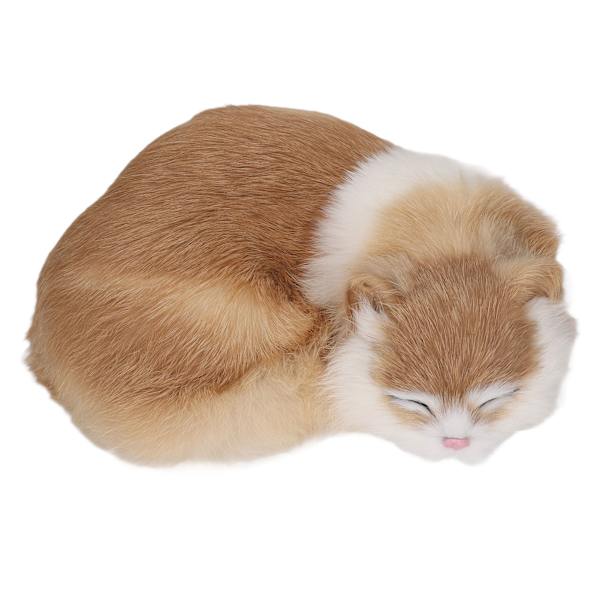 Pels sovende kat figur realistisk simulation fluffy dekorative plys sovende kat model til hjemmekontor