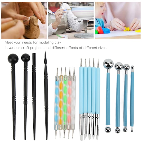 18 st lerverktyg DIY hantverk multifunktionell keramik lera skulptering hjälpmodellering verktyg set