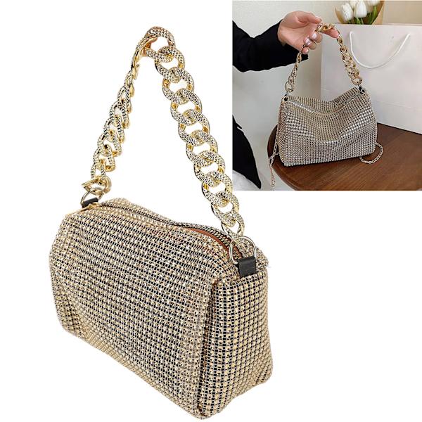 Kvinners Messenger Bag Golden Rhinestones Håndveske Tykk Kjede Messenger Bag Trendy Trendy Håndveske Golden Free Size