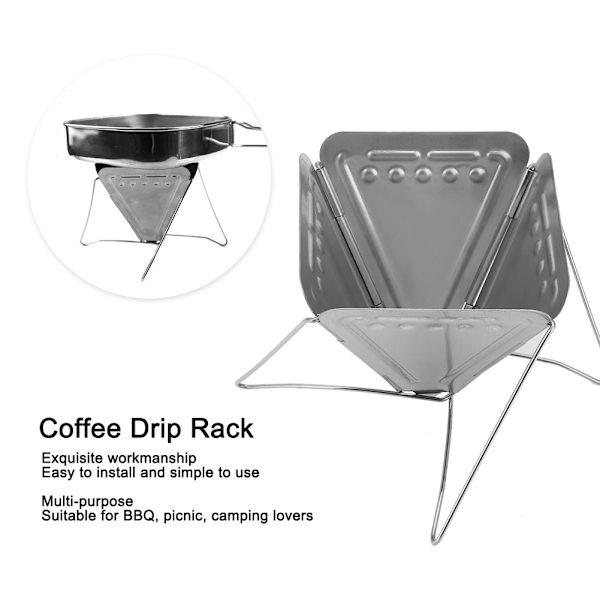 Rustfrit stål udendørs camping kaffedrypstativ sammenklappelig bærbar kaffedrypper komfur