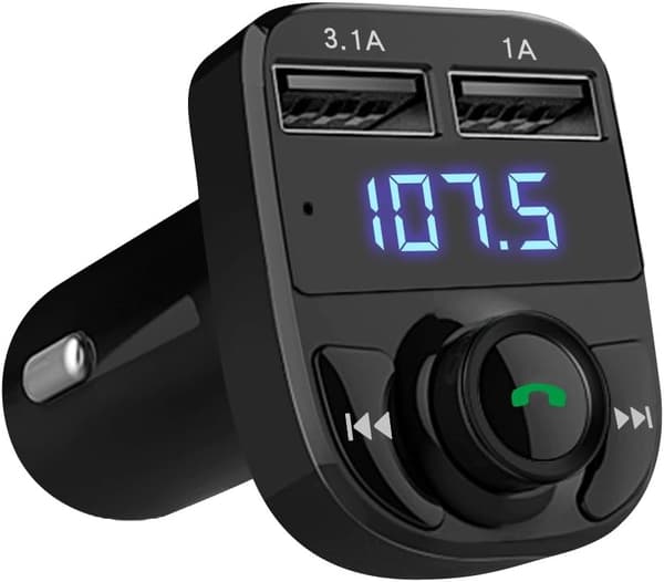 Håndfri Bluetooth FM-sender billader med doble USB-porter for smarttelefoner Samsung LG HTC