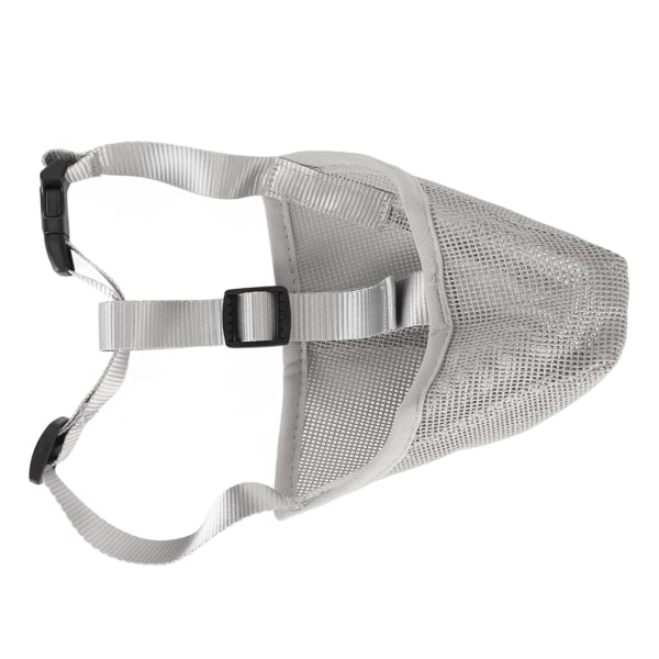 Hundmunstycke Andningsbar Justerbar Förhindra Biting Chewing Pet Mesh Muzzle för Utomhusträning Grå M