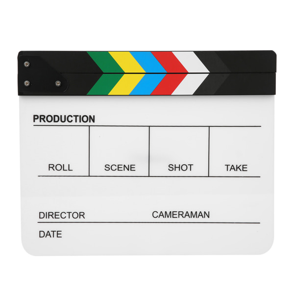 30x25CM Organisk Akryl Klappbrett Filmregissør Action Clap Fotografering Verktøy (Fargerik Stripe White Board（PAV1CWE3） )