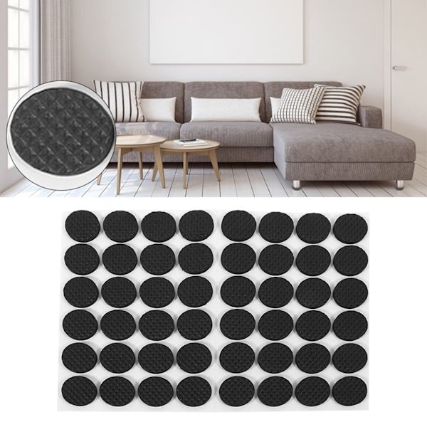 48 stk sorte sklisikre selvklebende gulvbeskyttere møbler sofa bord stol gummiføtter