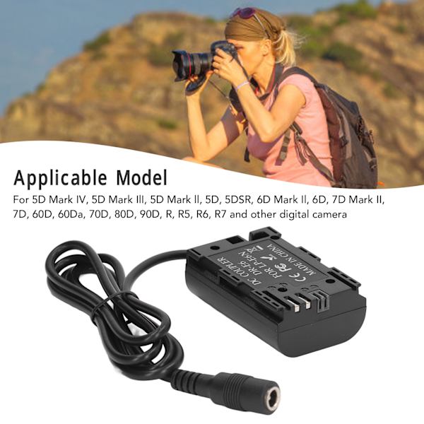 Dummy Batteri Udskiftning LP E6N Dummy Batteri Med Type C Buck Adapter til 5D Mark IV 5D Mark IlI 5DSR 6D Mark Il