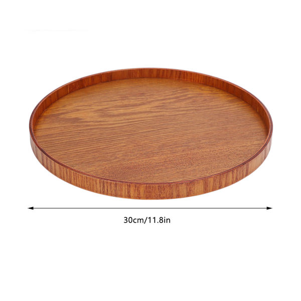 Träs serveringsbricka rund hållbar enkel elegant stil bred applikation blank yta stabil struktur träbricka 30 cm
