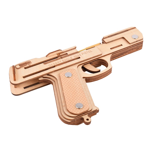 3D Trä Gummiband Pistol Pussel Leksak DIY Handgjord Modell Barn Barn Trähantverk Monteringssats