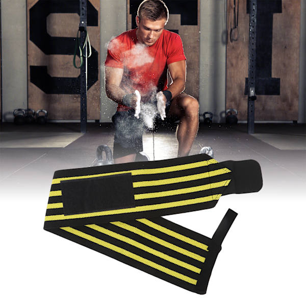 Fitness Vægtløftning Bracer Justerbar Håndledsstøtte Elastisk Håndled Wraps Bandager Sort Gul