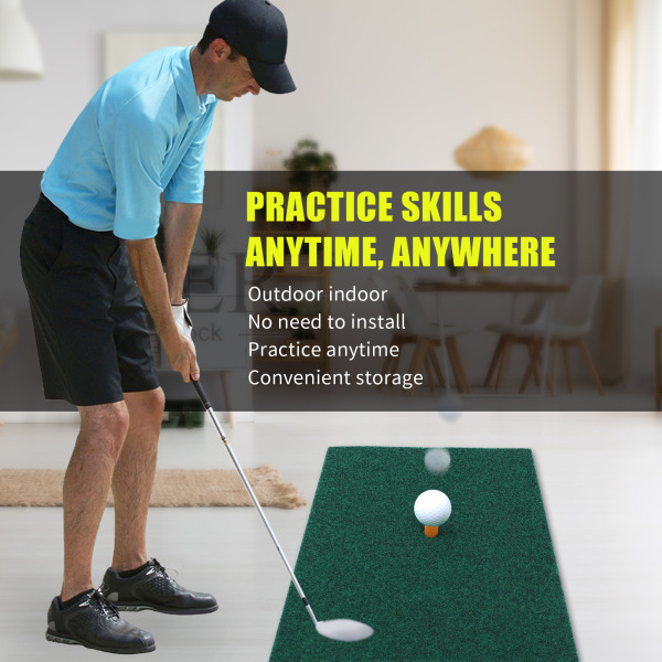 30x20cm Golf Swing Træningsmåtte Golf Indendørs Slå Måtte Kunstig Græs Plænepude med Tee