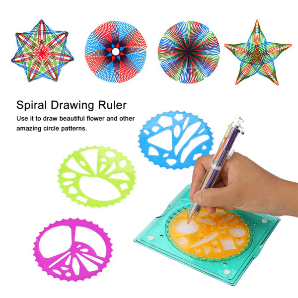 Barn plast geometrisk linjal mall Spiral ritverktyg konst leksak barn brevpapper leverans