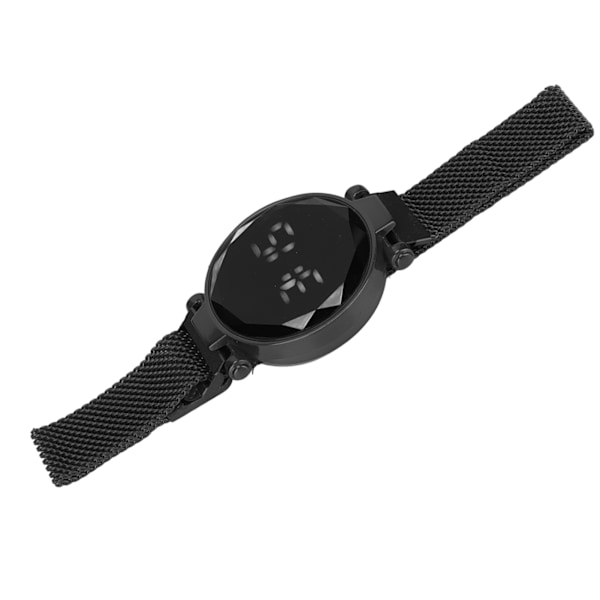 Dame LED-ur med LED-touchskærm, stort display, holdbar legering, moderigtigt design, digitalt LED-ur til piger, kvinder, voksne, sort
