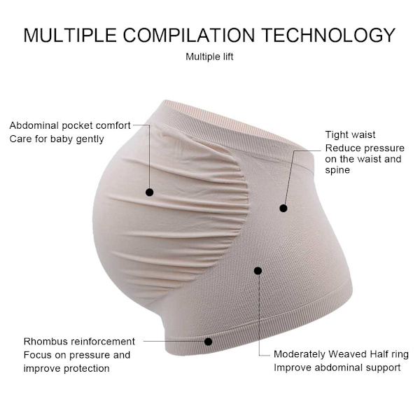 Maternity Bælte Åndbar Abdominal Graviditetsstøtte Bælte Blød Maternity Belly Brace Hudfarve XXL