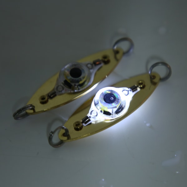 2 stk fiske LED lokke lys øyeform kunstig blinkende lys agn undervanns lokke lampe