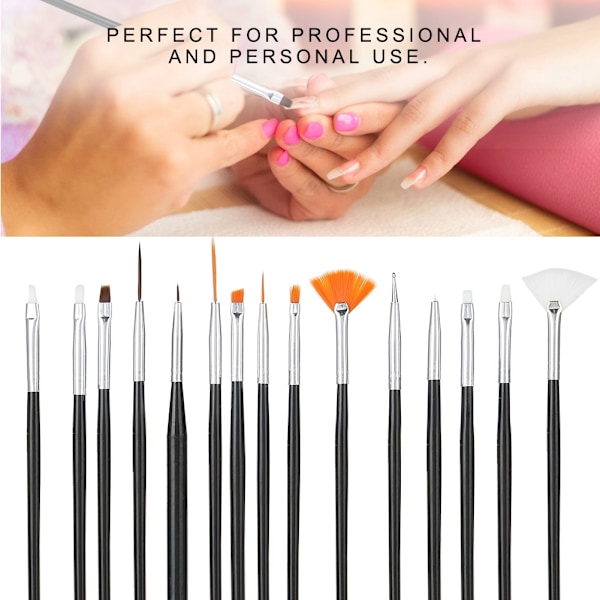 15 kpl DIY Nail Art Manicure Pen Tool Kit Dotting Line Drawing Painting Brush Set