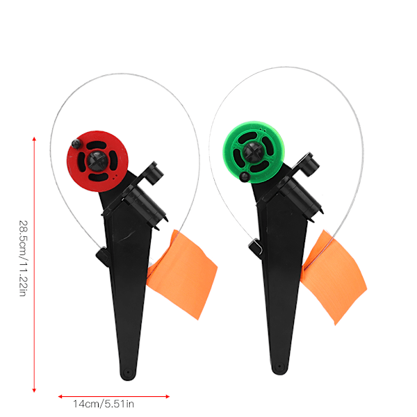 2Pcs Ice Fishing Rod Tip-Up Compact Orange Flag Angler Tackle Accessoryblack