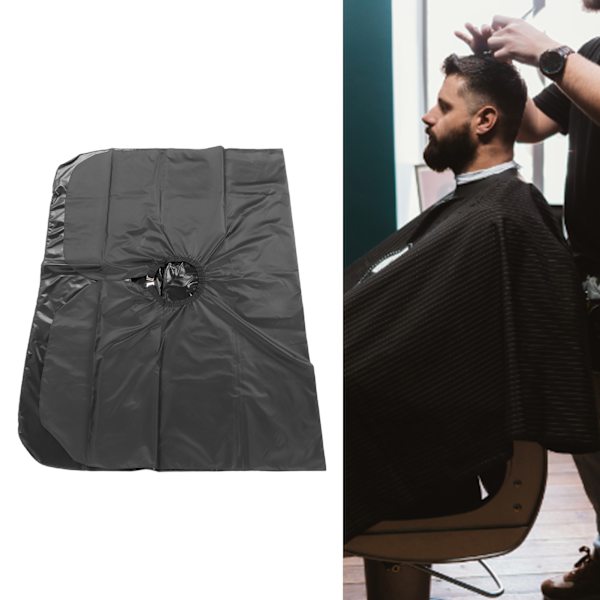 Barber Cape Kit Sort Hårklippingskappe med Nakkestøvbørste til Salon Voksne Hårstyling