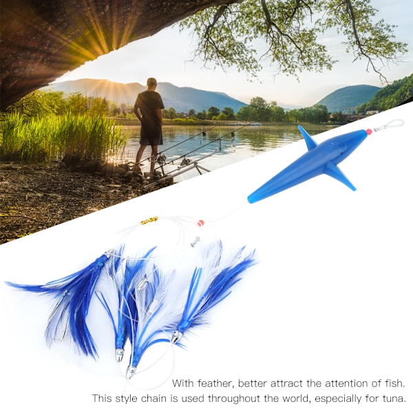 Schwertfisch Feather Tuna Kunstig Fiske Agn Lokke Tilbehør til Stor Agn Baitblue
