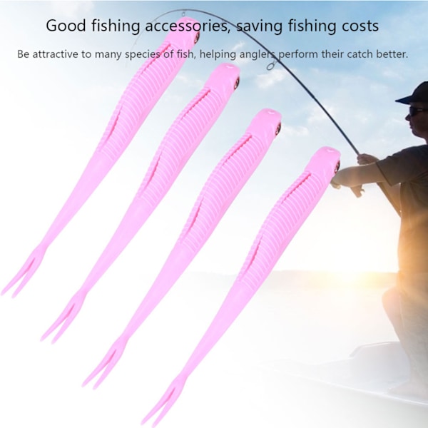 4 st fiskedrag med lång gaffelform mjuk svans fiskbeten artificiellt naturtroget fiskeredskap 123 mm 6,5 g rosa