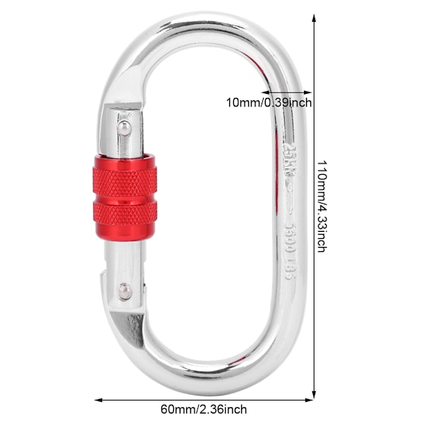 2PCS 25KN Krombelagd Bergsklättring O Säkerhetskrok Utomhus Klippklättring Karabinhake Spänne