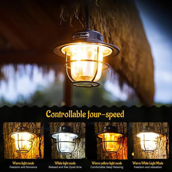 Oppladbar Campinglykt med Trinnløs Dimming og 4 Lysmoduser IP65 Vanntett Campinglykt for Camping og Strømbrudd