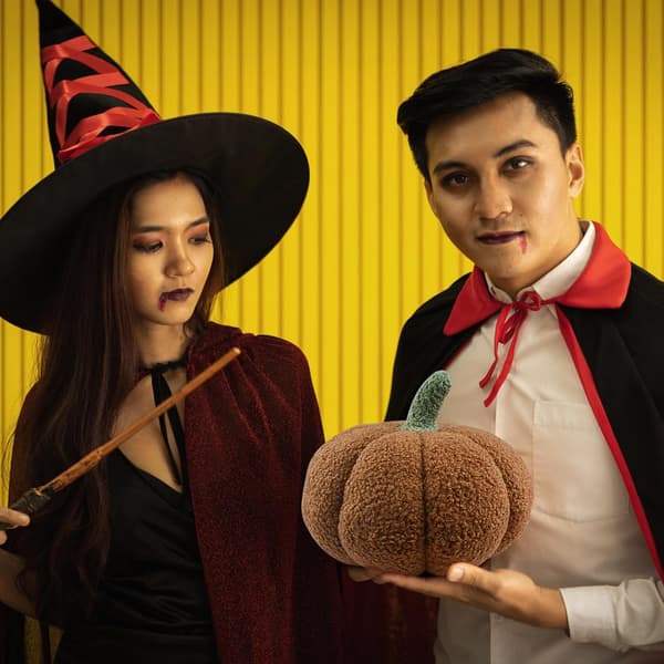 Halloween Græskar Pyntepude Fyldt Græskar Fluffy Plyslegetøj Sofapude Blød Græskar Pyntepude Dekoration til Halloween Indretning