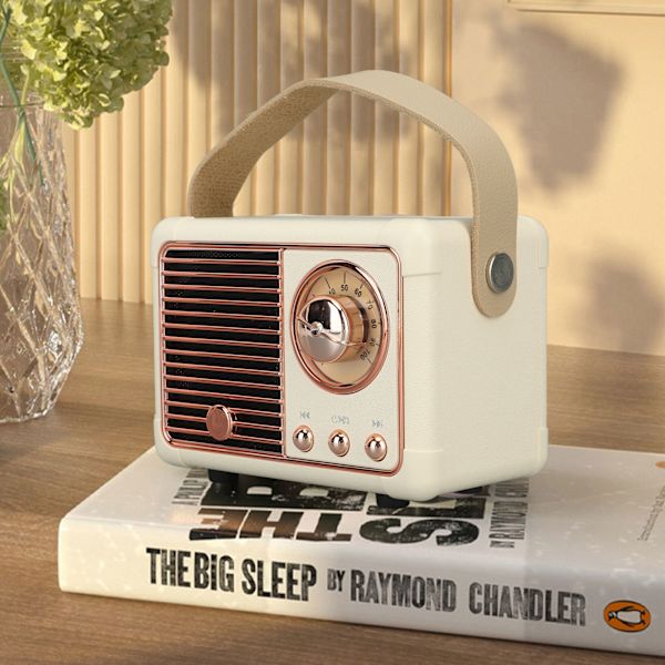 Retro Bluetooth-kaiutin Vintage-sisustus Vanhanaikainen tyyli Mini kannettava langaton kaiutin keittiön työpöydälle makuuhuoneeseen toimistoon ulkoilmaan Valkoinen