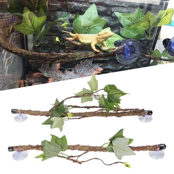 Reptilhjørne Gren Terrarium Dekoration med Sugkopper til Padder Firben Slange Klatring
