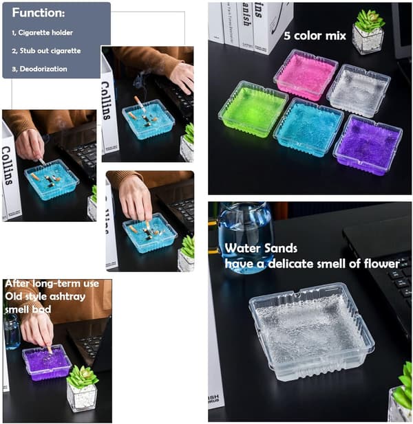 Askkoppar för cigaretter utomhus, 30-pack engångs med askfatssanddeodorant, 5 färger blandade