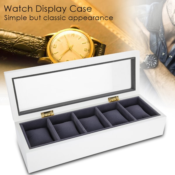 5 Gitter Stoving Varnish Urkasse Display Case Opbevaringsboks Organizer Smykke Display Box (Hvid)