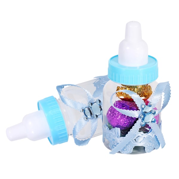 50Pcs Candy Chocolate Bottles Box For Baby Shower Party Favors Gifts Decorations (Blue)