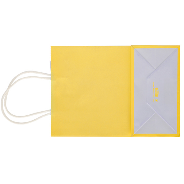 20 st bärbara kraftpapperspåsar förpacknings presentpåse tillbehör för shopping födelsedagsfester 15 x 8 x 21 cm gul