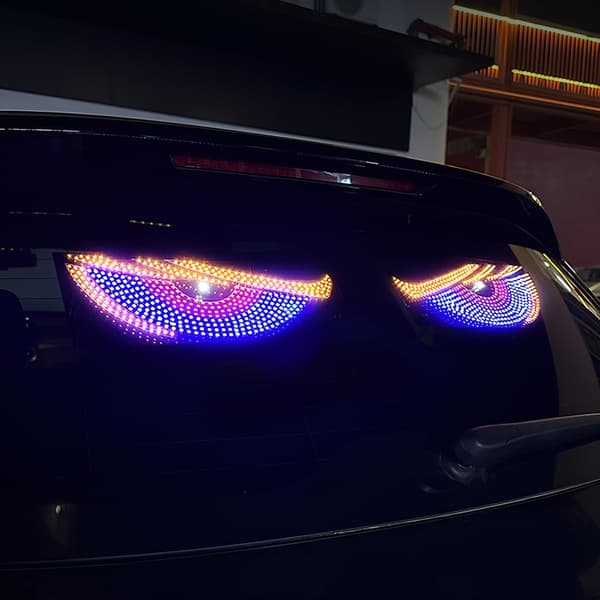 2 STK Bil Devil Eyes Lys 11,8x4,72 Tommer Dynamisk Flex Kjøretøy Frontrute Digital LED Skilt Fleksibel Auto Utvendig Dekor Lampe