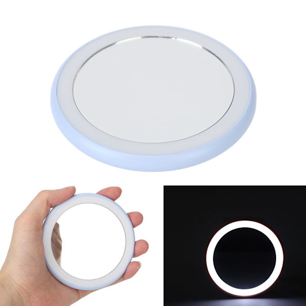 Kompakti meikkpeili valolla USB ladattava LED pyöreä kannettava pieni peili taivaansininen