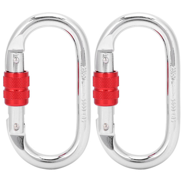 2PCS 25KN Krombelagd Bergsklättring O Säkerhetskrok Utomhus Klippklättring Karabinhake Spänne