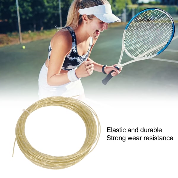 12,2 m 1,30 mm Tennisracketsträng Elastisk Nylon Titan Tennisrackettråd Ersättning för Sport Beige