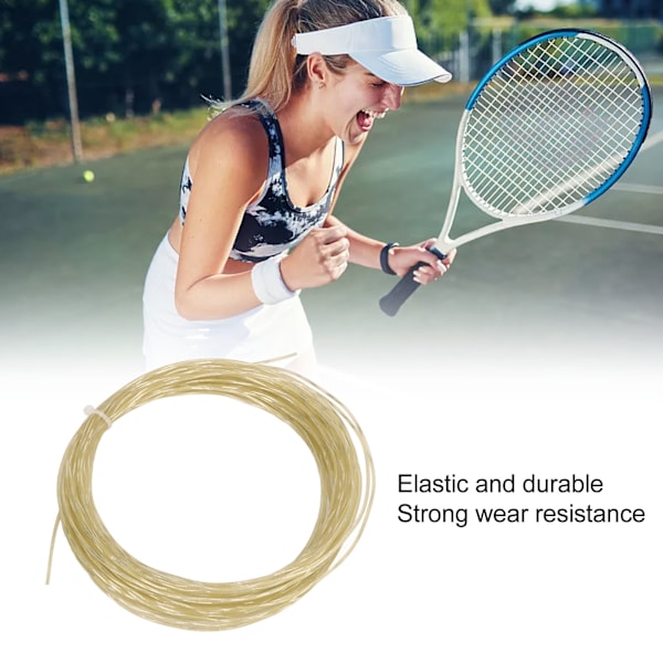 12,2 m 1,30 mm tennissulkapallojen jänne joustava nailon titaani tennissulkapallo maila korvaava lanka urheiluun beige