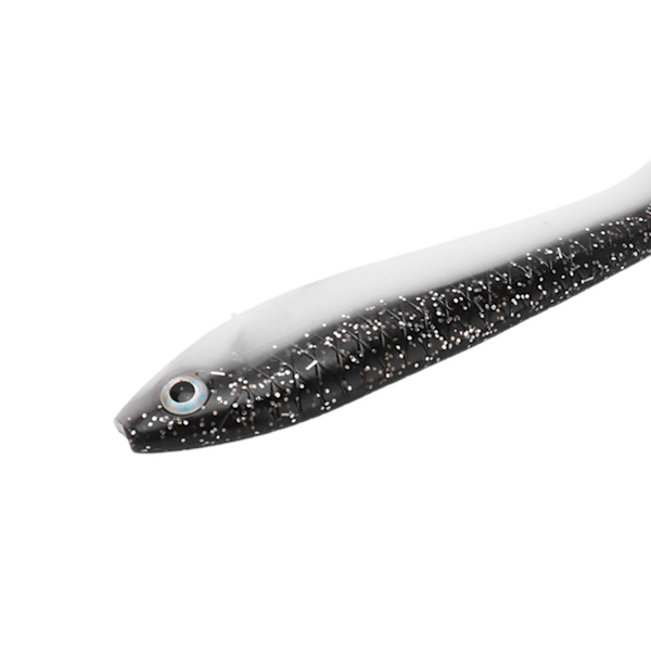 5 stk./sæt 10 cm 6 g blød lokkemad med 3D-øjne forstørret hale spole kunstig blød lokkemad til fiskeri sort hvid