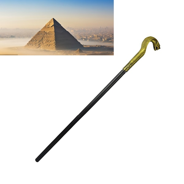 Mystical Pharaoh -lisävaruste, muinaisegyptiläistyylinen sauva, valtikka, pukuvaruste, rekvisiitta Halloween-naamiaisiin, kultainen käärmeenpää