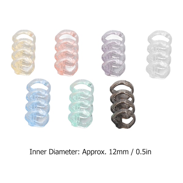 70 st 4-håls bindningsryggar i plast, lösa bladringar i flera färger, 12 mm innerdiameter