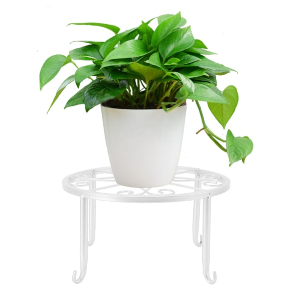 Enkeltlags jernstativ for planter, gulvstående, enkel lav plantepotstativ, balkong, stue, blomsterpottehylle 30x30x19cm / 11.8x11.8x7.5in hvit