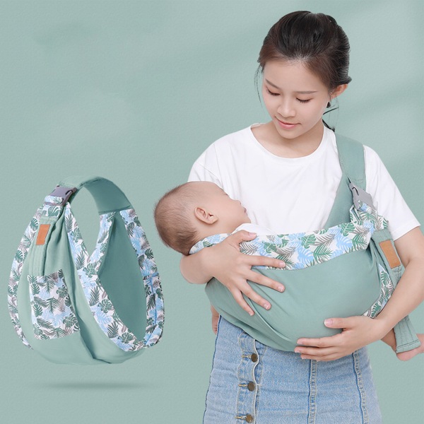 Babybærer Warp Bomuld Hudvenlig Blød Arbejdsbesparende Baby Slyngebærer Wrap til Nyfødt Småbarn Spædbarn Grøn