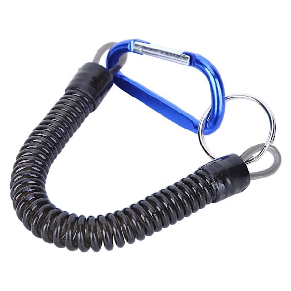 Fiskewire aluminiumkarbinhake, 90 cm flexibel anslutning hängande spänne anti-förlorad rem (blå hängande spänne)