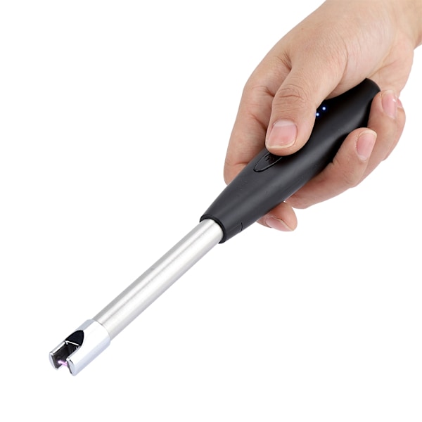 USB Vindtæt Elektrisk Lighter Bærbar BBQ Picnic Lighter med Strømindikator Mat Sort