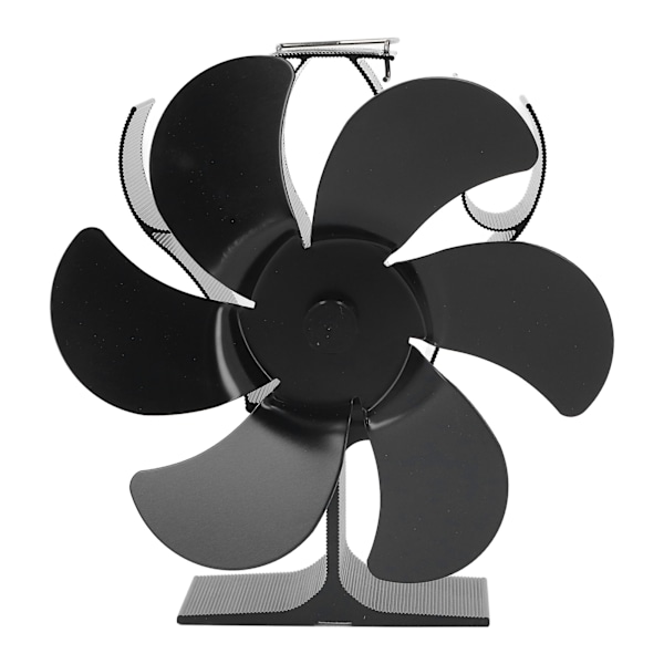 6 Blade Varme Drevet Komfur Vifte Høj Temperatur Modstand Selvstartende Brændeovn Pejs Vifte Sort Diameter 152mm