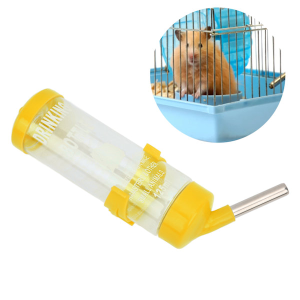 Hamster Vattenflaska Dispenser Automatisk Ingen Dropp Hamster Dricksfontän för Smådjur Gul 125ML