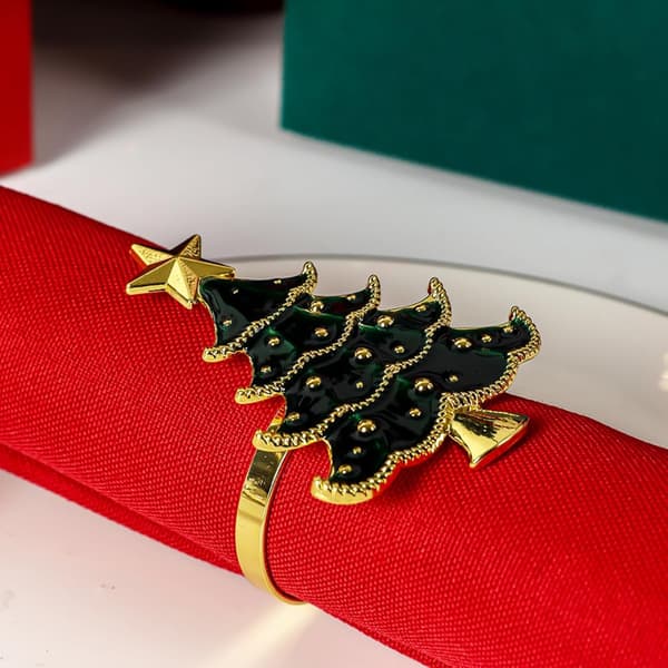 6 st Julgransservettringar Servettringar Servettringar för jul (Guld)