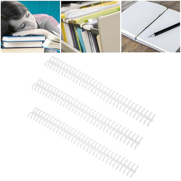 10 stk 34 hull bindersrygg i plast, delbar løsbladsringer med 12 mm diameter, hvit
