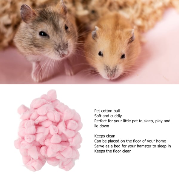 Hamster Bomuldsbold Vinter Varm Blød Lille Dyr Sengetøj Bomuldsbold til Hamster Syrisk Hamster Chinchilla Pink