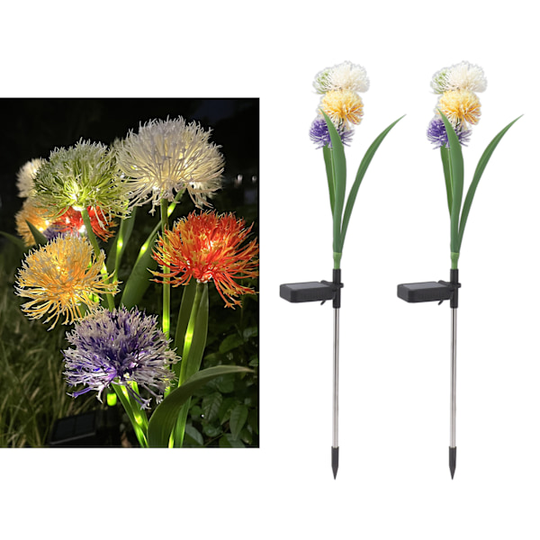 2 Set Solar Flower Stake Light IP65 Waterproof Decorative Solar Stake Lamp for Outdoor Garden Yard